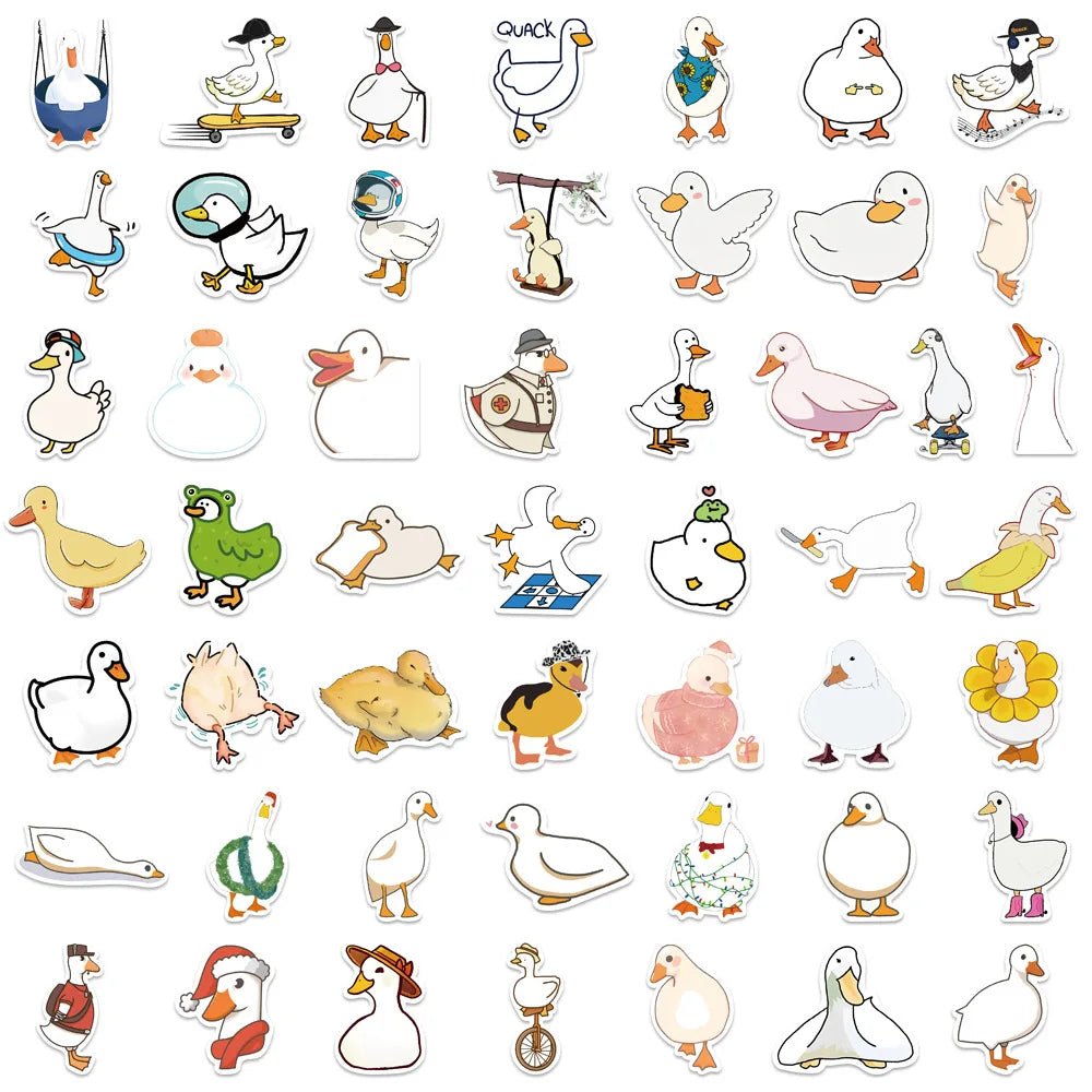 10/30/50PCS Funny Cartoon Cute Duck Stickers Animal DIY Skateboard Laptop Motorcycle Notebook Bike Graffiti Decals Kid Toys Gift