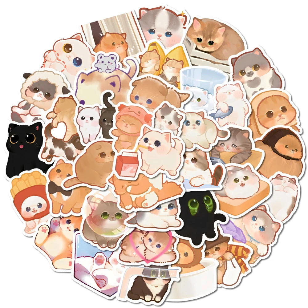 10/30/50/100pcs Funny Cute Animal Cat Cartoon Stickers Laptop Scrapbook Phone Suitcase Diary Decoration Sticker Decal Kids Toy