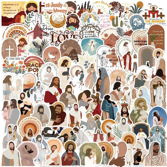 Christian Stickers Pack: Jesus Abbe Religion Decals for Notebook, Laptop, Luggage, Car, Wall, DIY Toys