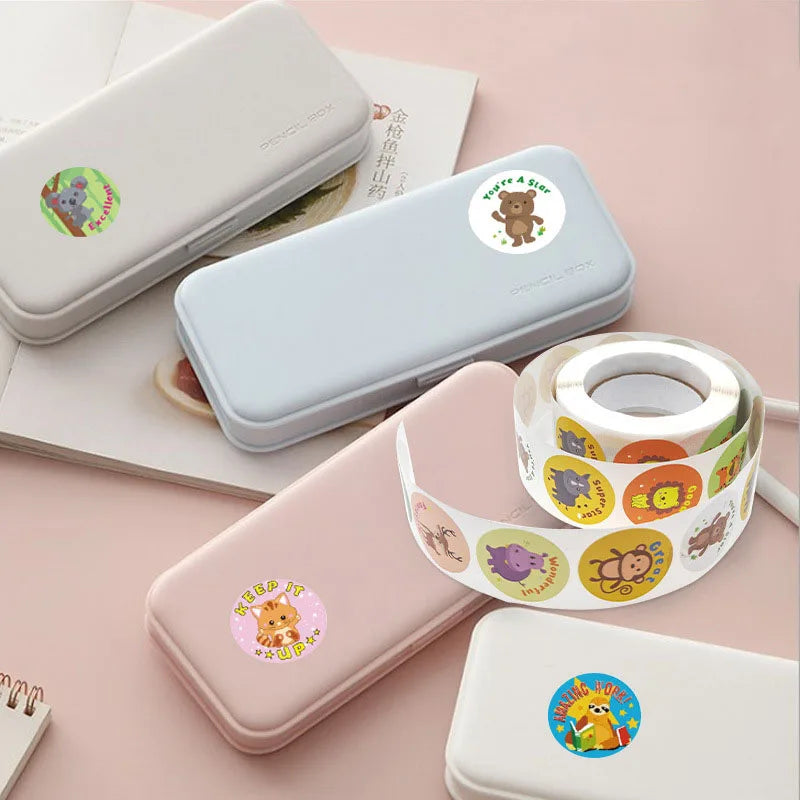 100-500PCS Children's Stickers DIY Gift Sealing Label Cartoon Animal Roll Stickers Photocard Decor Packaging Stickers for Kids