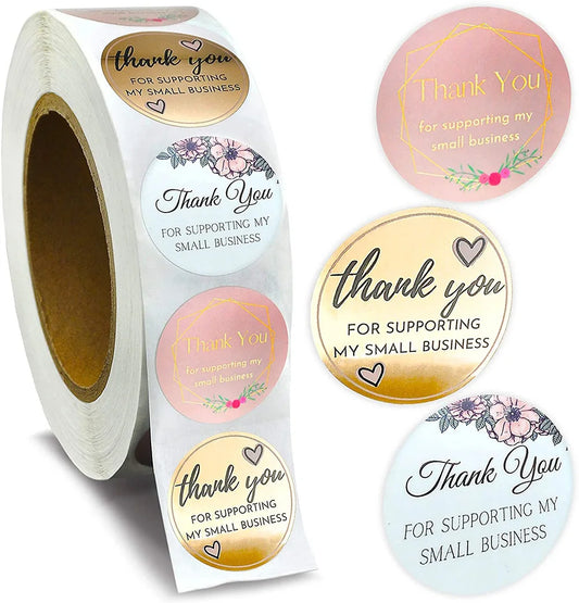 100-500pcs 1inch Thank You Stickers For Envelope Sealing Labels Stationery Supplies Handmade Wedding Gift Decoration Sticker