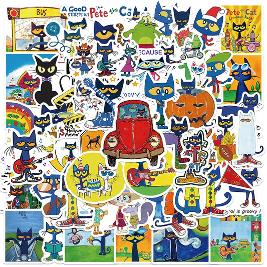 50pcs Cute Cat Stickers for Laptop, Cup, Suitcase, Guitar, DIY Decoration