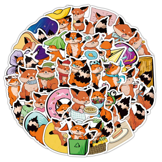 Cute Fox Animal Stickers for Laptop, Suitcase, Water Bottle, Car, Kids Toys - 10/30/60PCS