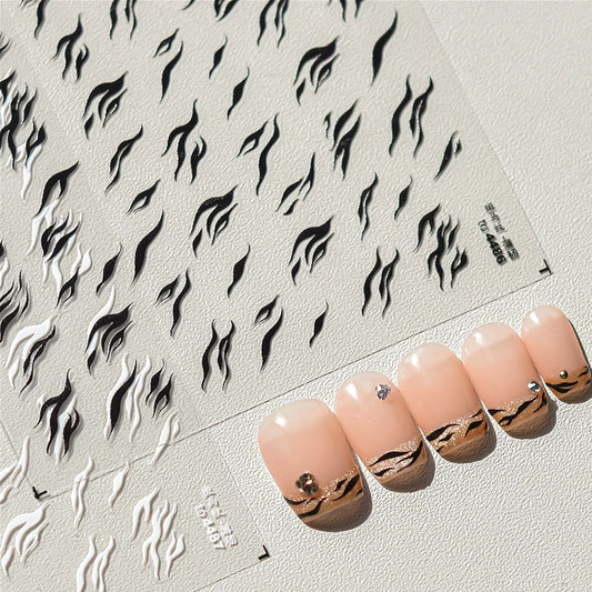 Zebra Stripe Crescent Moon Nail Art Stickers