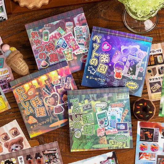 Retro Y2K Sticker Book: 20 Sheets for Scrapbooking