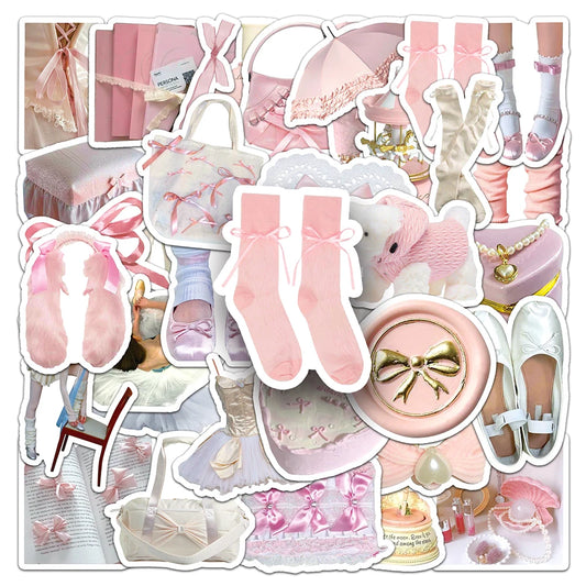 Ballet Pink Stickers Cute Cartoon Decals DIY Scrapbook Phone Car Fridge 10/30/50pcs