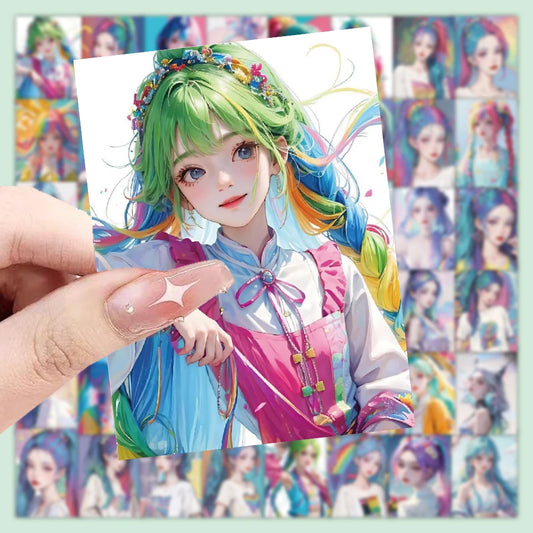 50pcs Rainbow Girl Graffiti Stickers for Room Decoration
