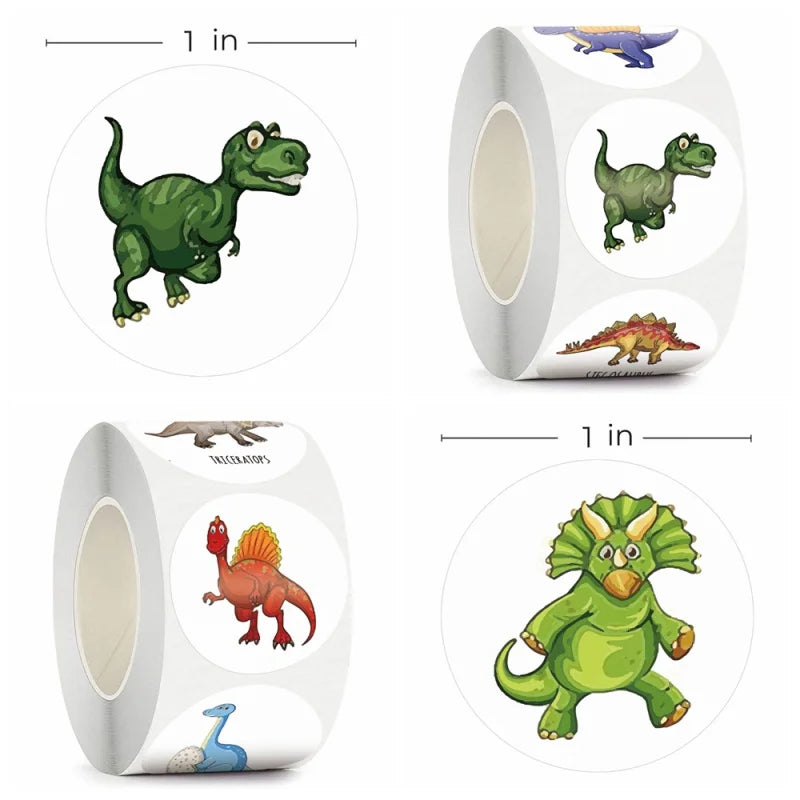 500PCS Children's Cartoon Stickers Little Dinosaur Pattern Kids Stationery Supplies School Teacher Supplies Reward Stickers