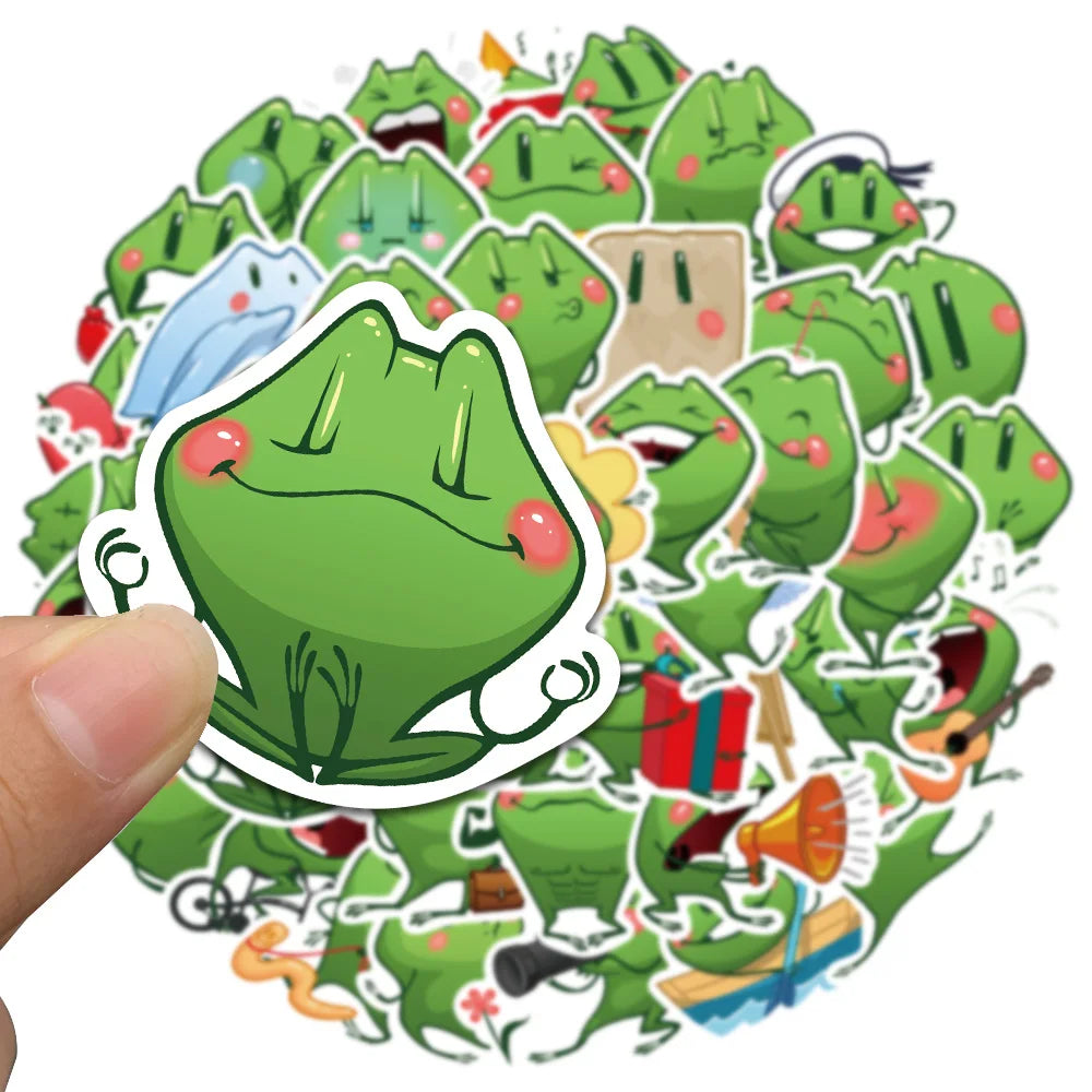 44pcs Funny Cute Cartoon Frogs Stickers Kids Toy Vinyl Waterproof Graffiti For Laptop Guitar Phone Skateboard Decals