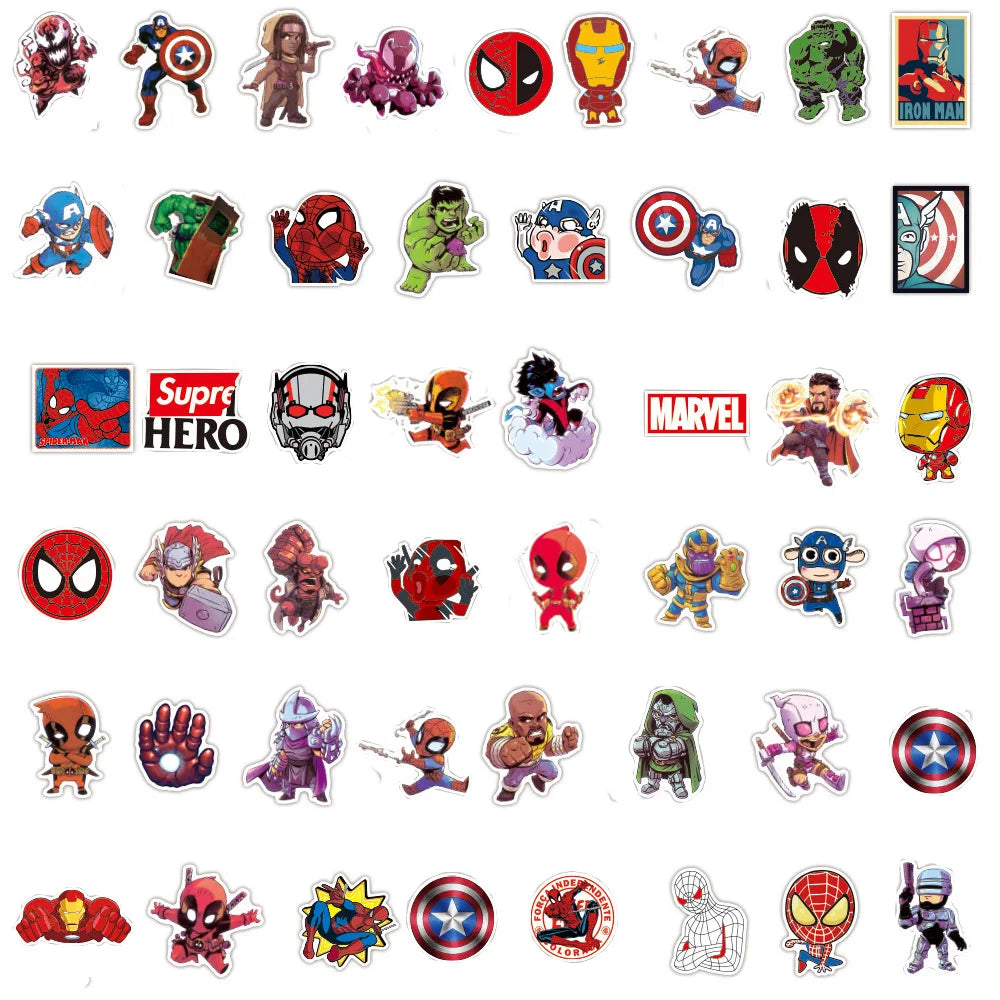 10/30/50/100pcs Disney Marvel The Avengers Cute Super Hero Cartoon Stickers DIY Motorcycle Skateboard Laptop Phone Cool Sticker