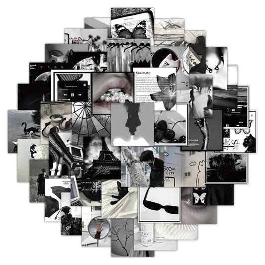 Cool Black Cartoon Stickers 10/30/60pcs DIY Phone Skateboard Fridge Motorcycle Bike PVC Graffiti Kids Toys