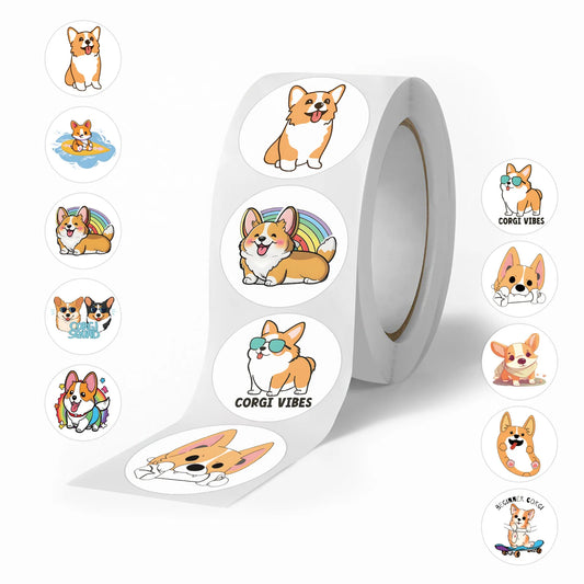 100-500pcs Cute Cartoon Dog Stickers for Kids Children's Packaging Animal Reward Sealing Label DIY Album Stationery Sticker