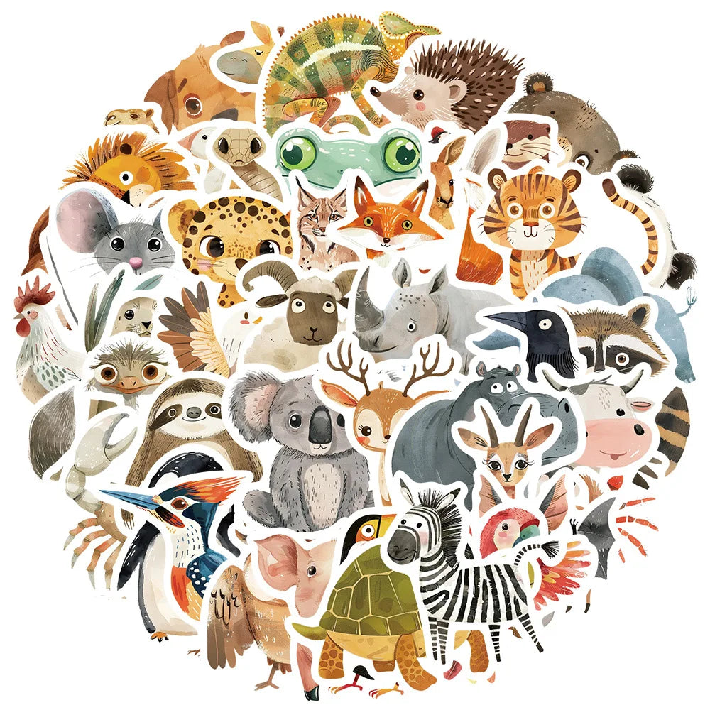 Cute Animal Stickers for Suitcase, Skateboard, Laptop, Luggage, Phone, Car - 10/30/50pcs