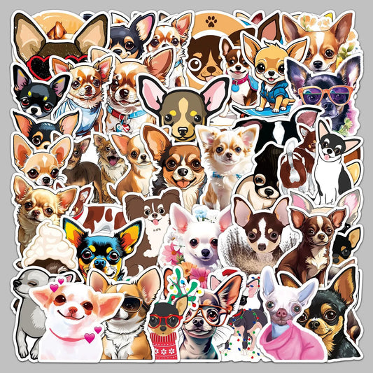 50pcs Cute Chihuahua Graffiti Stickers for Helmet, Wall, DIY Decoration
