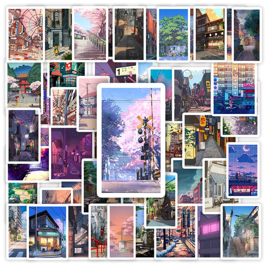 Lovely Evening Sunset Street Stickers Art Vintage DIY Toy Gift Decorative Decal for Phone Luggage Laptop Scrapbook Waterproof