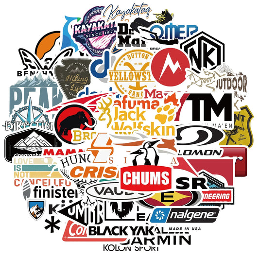 50Pcs Cartoon Brand Logo Stickers for Laptops & Scrapbooks