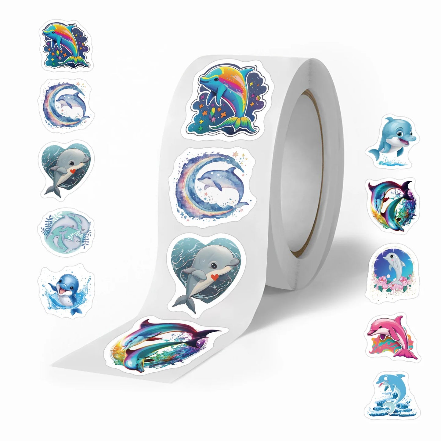 100-500pcs Cute Dolphin Stickers Reward Stickers Kids Toys DIY Scrapbook Party Gift Decoration Label Stationery Sticker