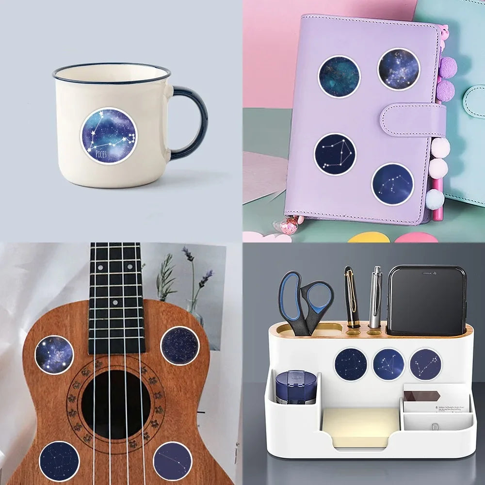 10/60Pcs Twelve Constellations Graffiti Stickers Laptop Computer Phone Luggage Guitar Waterproof Graffiti Bicycle Vinyl Sticker