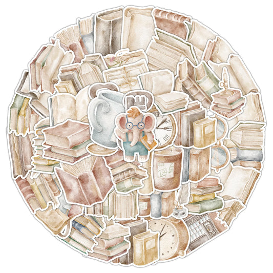 10/50PCS Aesthetic Vintage Book Reading Stickers DIY Kids Scrapbooking Notebook Phone Laptop Luggage Diary Graffiti Sticker Toy