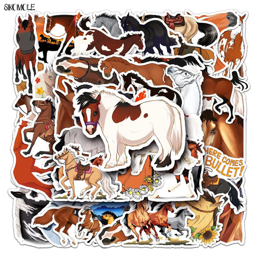 Cartoon Horse Stickers Pack - Kids DIY, Skateboard, Laptop, Phone Decals