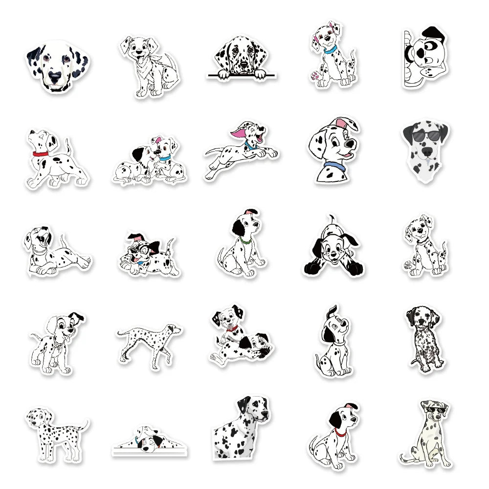 10/30/50PCS Cute Disney 101 Dalmatians Cartoon Stickers Decal Laptop Phone The Hundred and One Dalmatians Sticker for Kids Toy