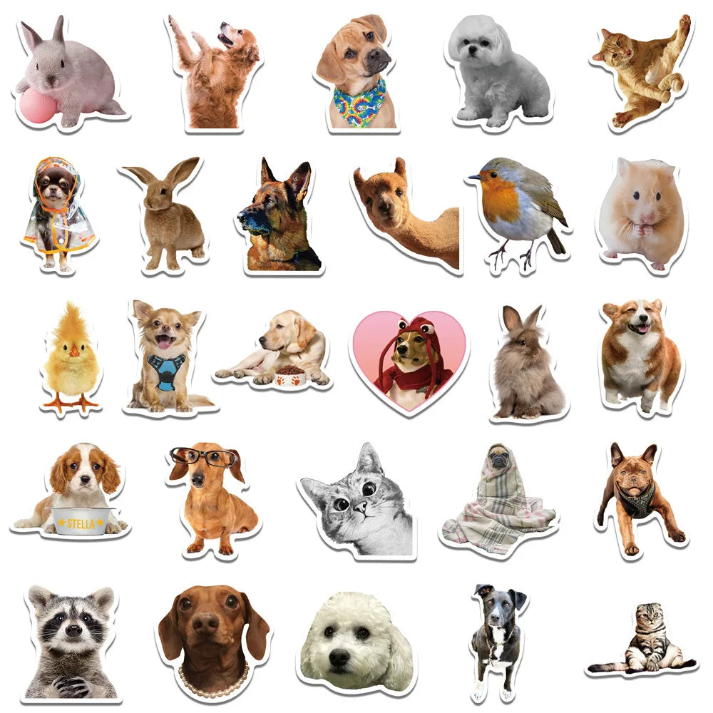 10/30/52pcs Cute Dog Cats Animal Graffiti Stickers Cartoon Decals Scrapbook Laptop Phone Luggage Car Funny Meme Sticker Kids Toy