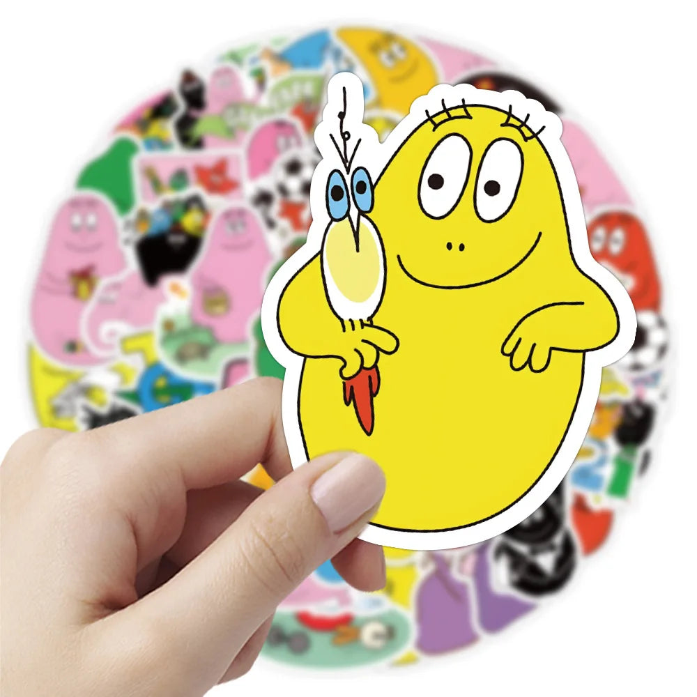 10/52Pcs Cute Les Barbapapa Stickers Skateboard Guitar Suitcase Freezer Motorcycle Classic Toy Decal Funny Sticker