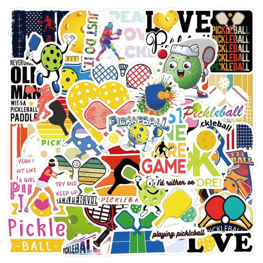 55pcs Pickleball Graffiti Stickers for Laptop, Water Bottle, Phone, Scooter, Suitcase, Refrigerator