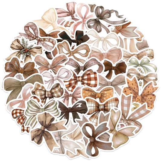 Brown Bow Stickers Decal Set for Laptop, Motorcycle, Luggage, Snowboard, Fridge, Car
