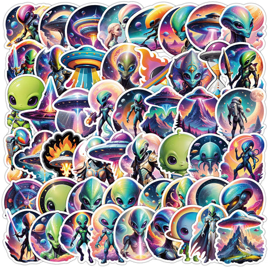 50Pcs Alien Graffiti Stickers for Helmet, Wall, Desktop Decoration