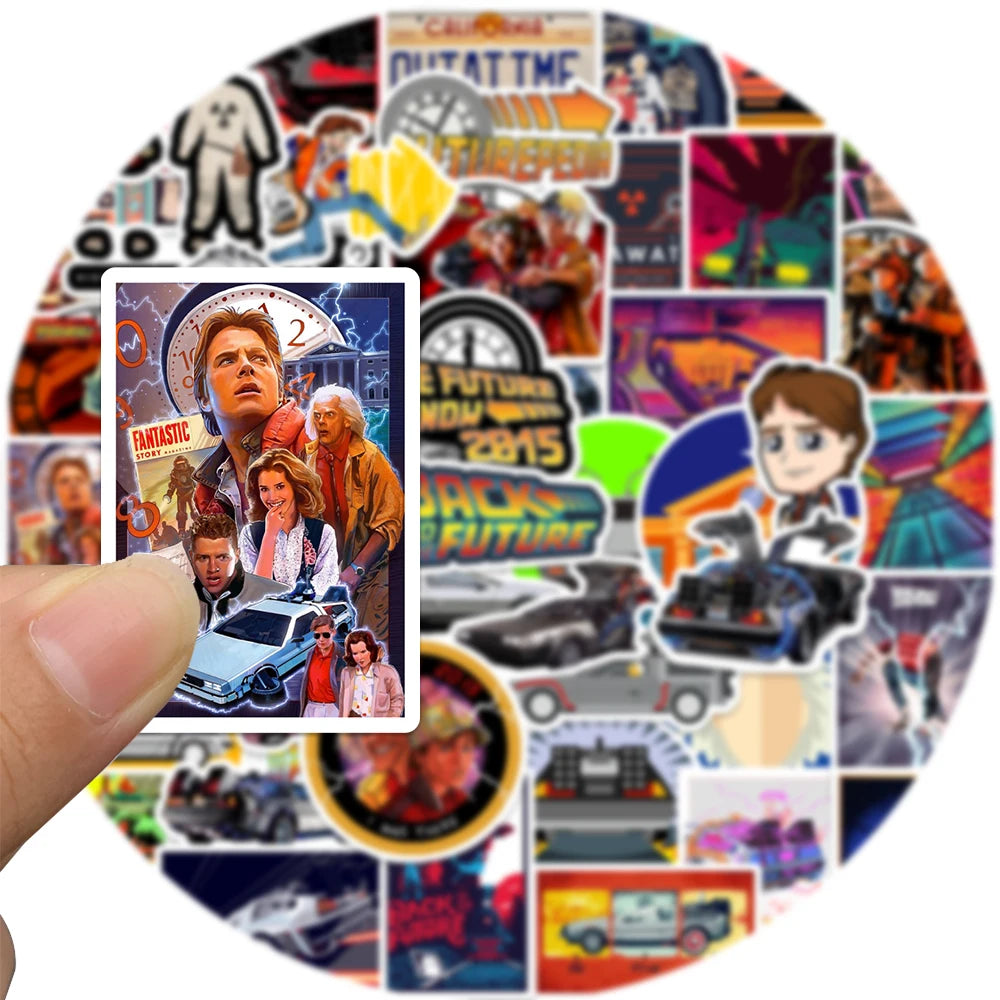 50PCS Classic Movie Back To The Future Sticker DIY Phone Laptop Fridge Guitar Skateboard Suitcase Waterproof Gift Decal