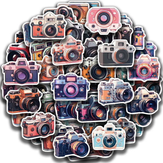 50 Retro Camera Stickers for Scrapbook & Luggage