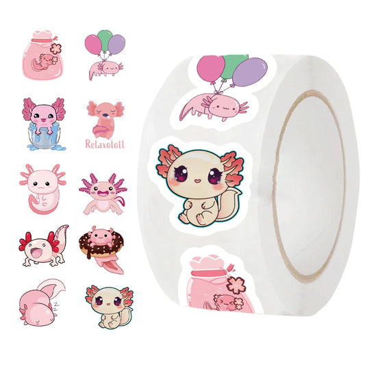 500 Axolotl Cartoon Stickers for Kids & Scrapbooking