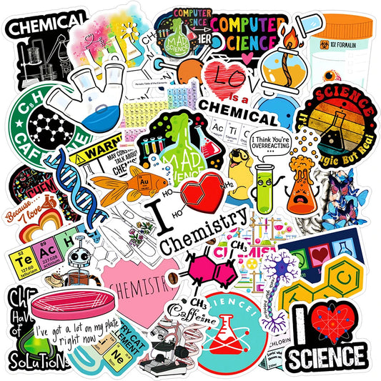 Funny Science Chemistry Biology Stickers - Laptop, Motorcycle, Suitcase, Phone, Car Decoration (10/30/50pcs)