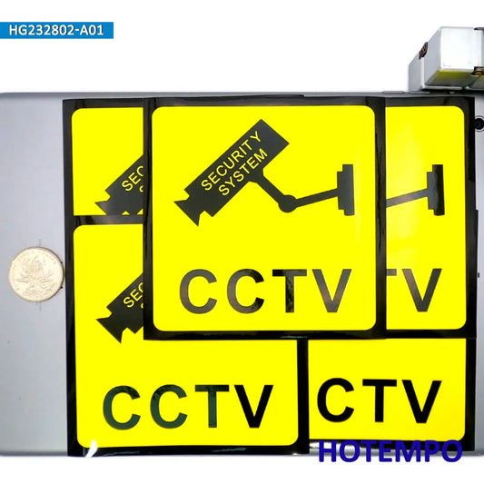 1 Pieces Caution Signs Security Camera Alert CCTV Warning Stickers for Wall Room Glass Luggage Motorcycle Car Waterproof Sticker