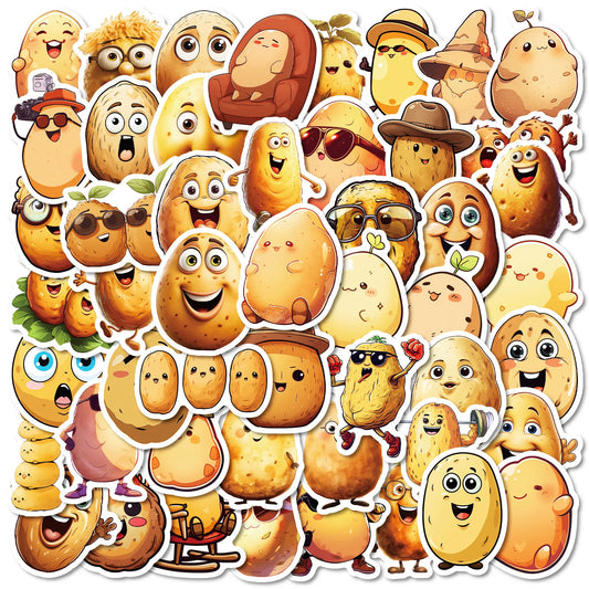Potato Cartoon Stickers Pack - Funny Food Meme Decals for Scrapbook, Fridge, Laptop, Phone, Guitar, Bike