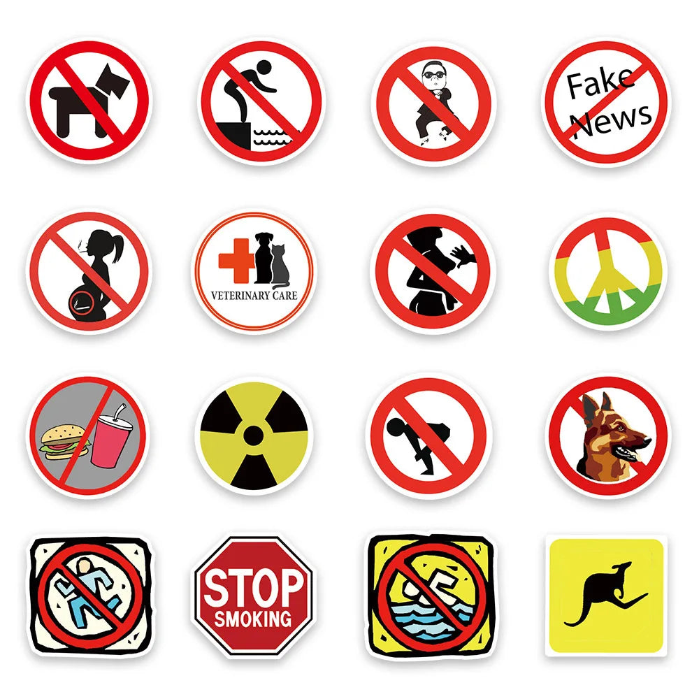 10/30/50pcs Warning Danger Sticker Packs