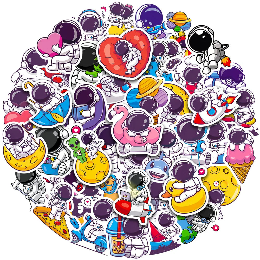 50pcs Astronaut Stickers Vinyl Decals for Kids Gifts