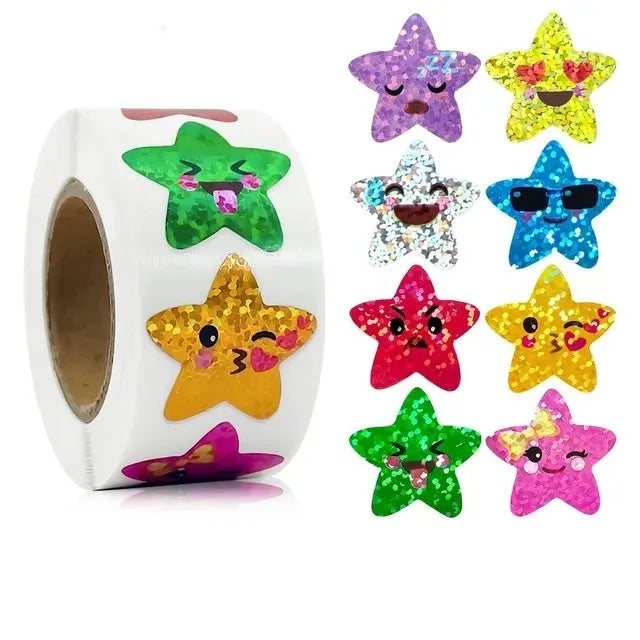 500pcs/1lot Glitter Star Stickers for Kids School Teacher Reward Sticker Party Decor Small Business Label Scrapbooking Stickers
