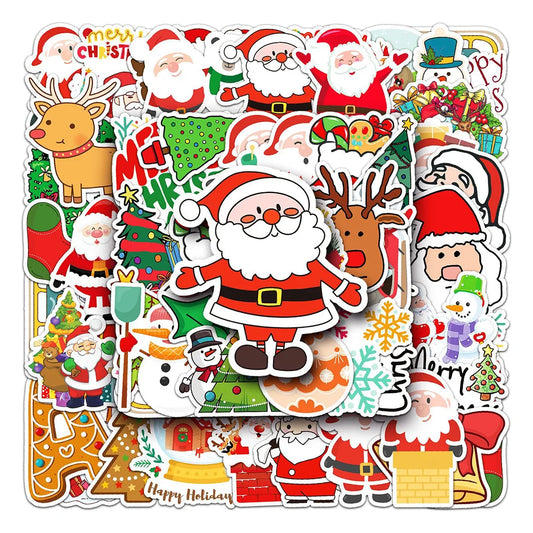 Christmas Santa Stickers 10/30/50PCS for Phone Laptop Luggage Skateboard Kids Gift