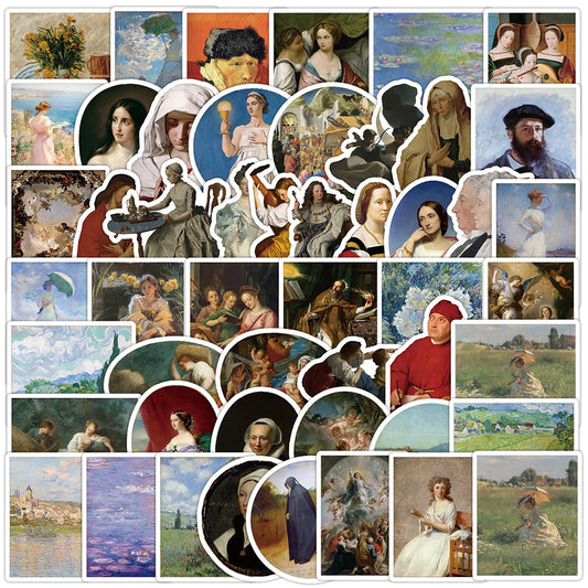 Van Gogh Art Stickers: 10/30/50PCS Oil Painting Decals for DIY Skateboard, Phone, Bike, Notebook, Suitcase
