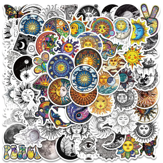 64pcs Gothic Witch Moon Sun Stickers Aesthetic Decals for Laptop Guitar Phone Scrapbook