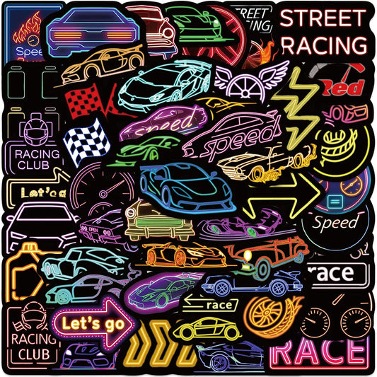 50Pcs JDM Racing Stickers Cyberpunk Car Decals