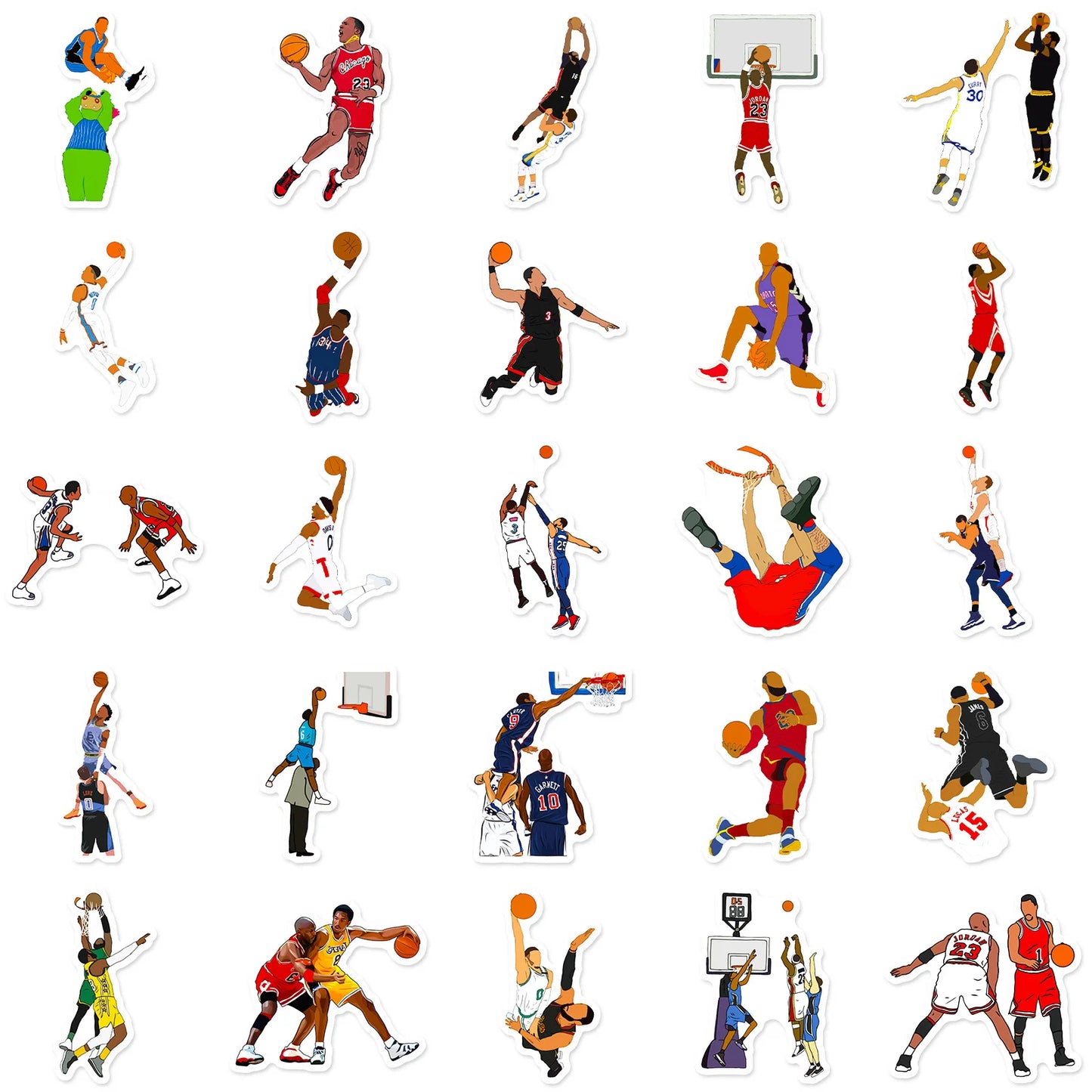 50pcs Classic Action Basketball Collection Motorcycle Car Hood Helmet Suitcase Guitar Waterproof Sticker