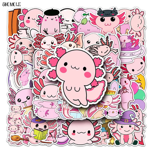 Axolotl Stickers Pack: Cute Animal Decals for Water Bottle, Laptop, Fridge, Scrapbook