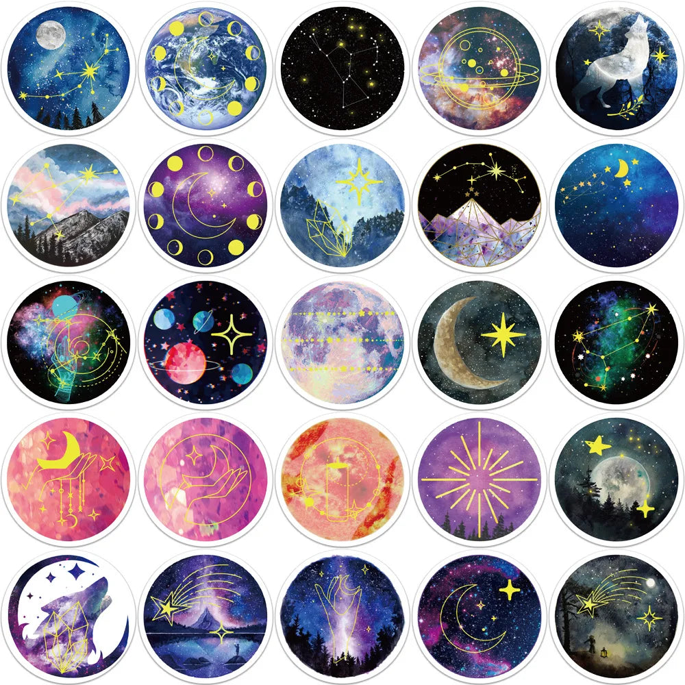 10/50Pcs NEW Moonlight Star Graffiti Stickers for Suitcase Skateboard Laptop Luggage Phone Car Styling Decal Waterproof Sticker