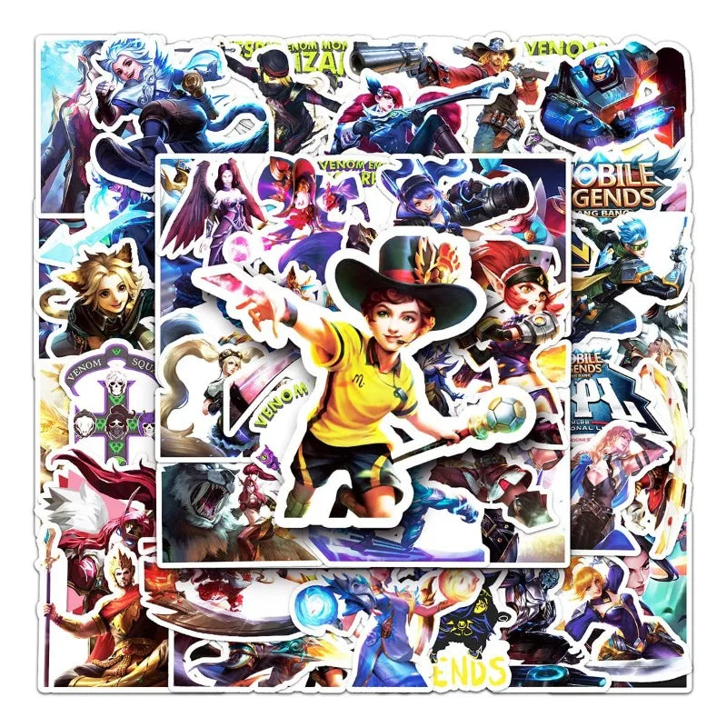 50pcs Mobile Legends Game Stickers for Luggage, Water Cup, Phone, Laptop, Car, Scooter