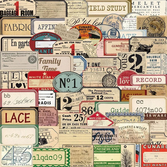 Vintage English PVC Stickers Set - DIY Scrapbooking Supplies
