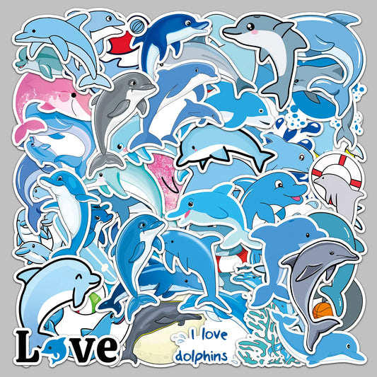 50pcs Dolphin Marine Animal Stickers for Helmet, Wall, DIY Decoration