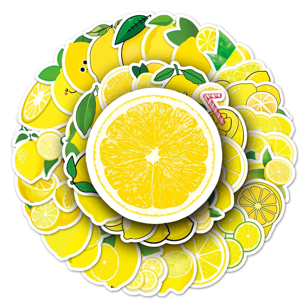 50Pcs Fruit Sticker Boxed Lemon Stationery DIY Handmade Recipe Food Salad for Refrigerator Gift Sticker Decoration New 2023